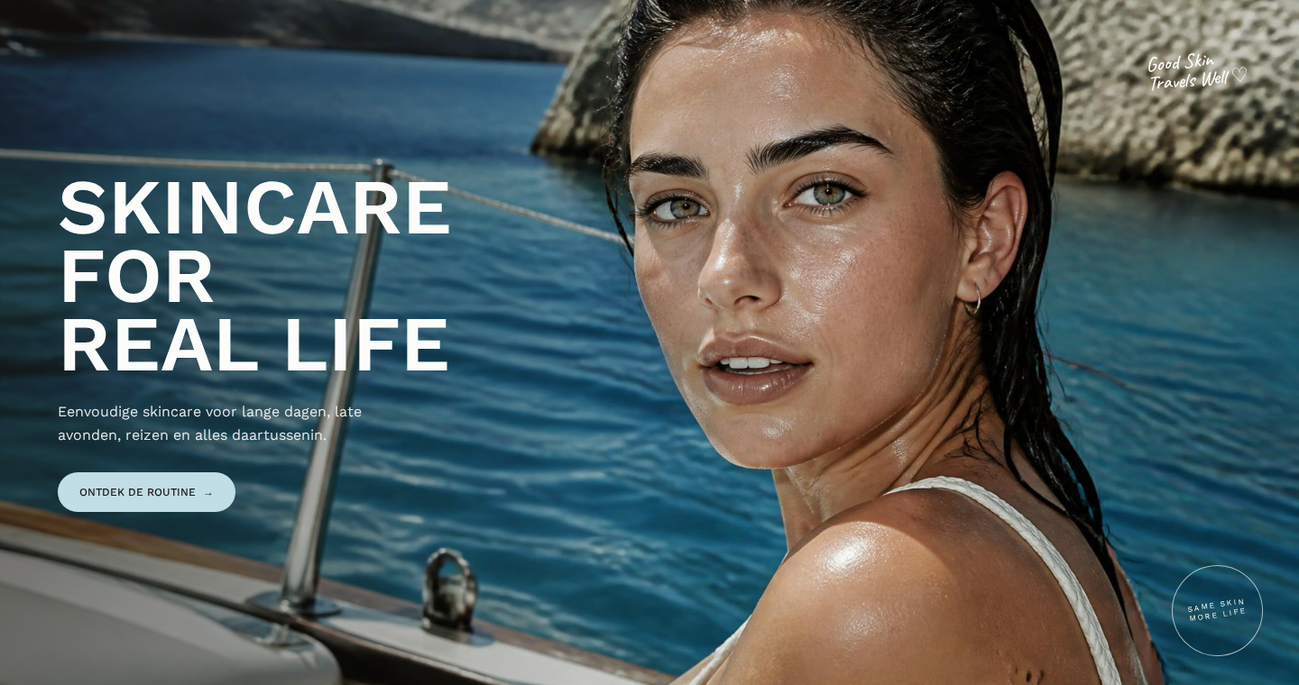 Desktop hero van het fictieve Soft Hour-skincareconcept