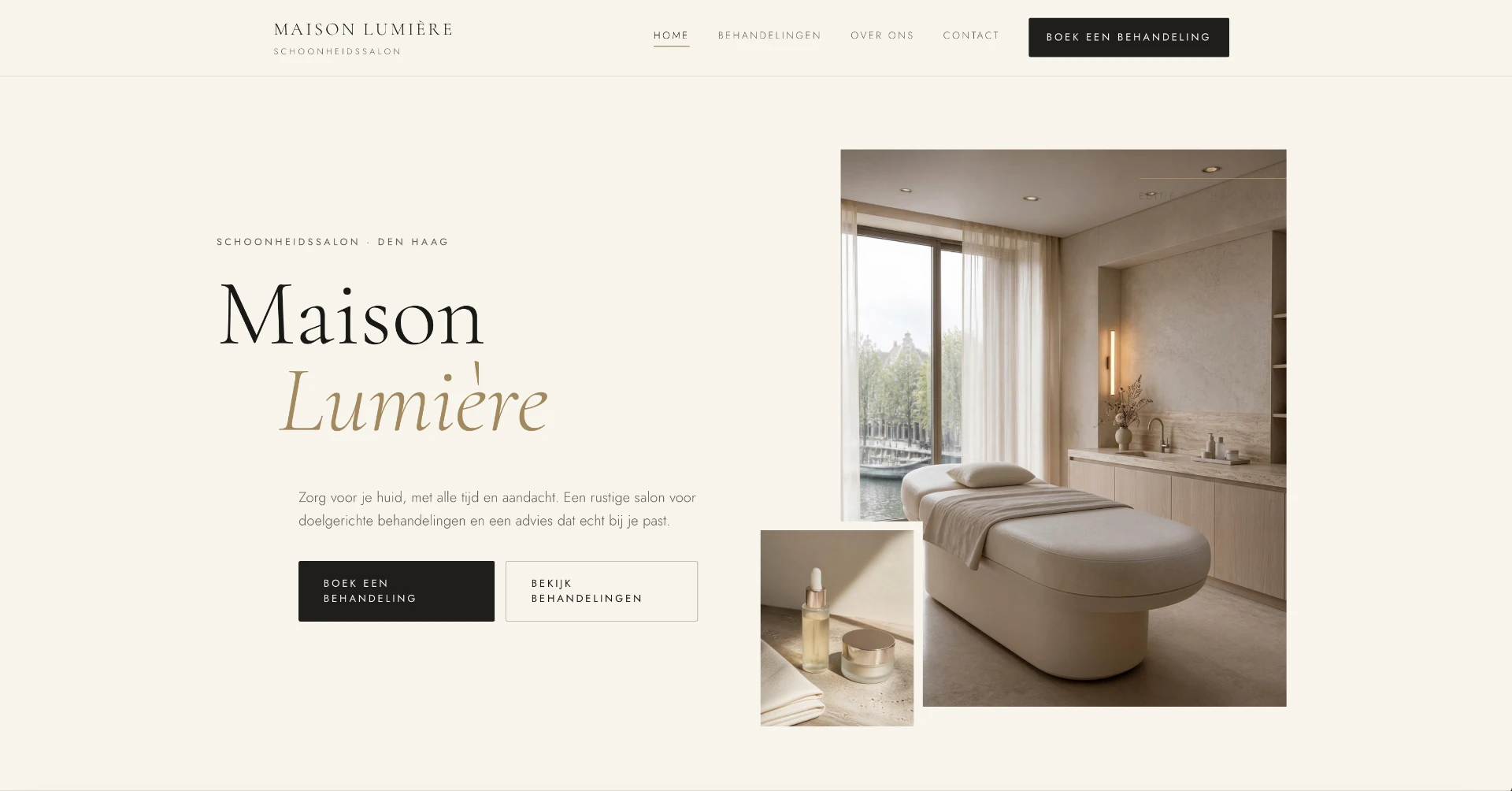Homepage van het Maison Lumière-concept